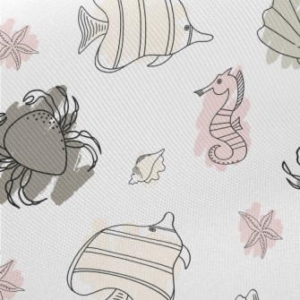 Doodle Sea Creatures Midweight Cotton Poplin