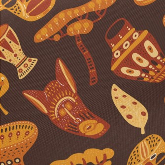 African Characteristic Masks Midweight Cotton Poplin