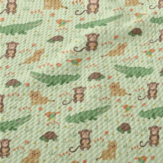 Cute And Lovable Animals Birdseye Piqué