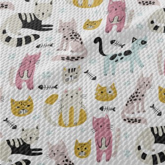Colorful Cat Birdseye Piqué