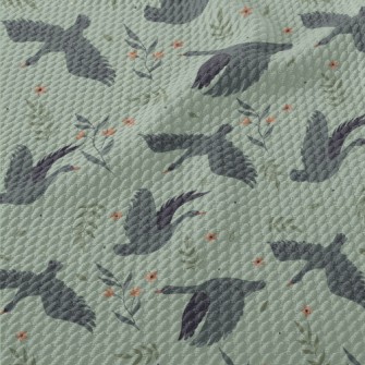 Gray And Black Elegant Swan Birdseye Piqué