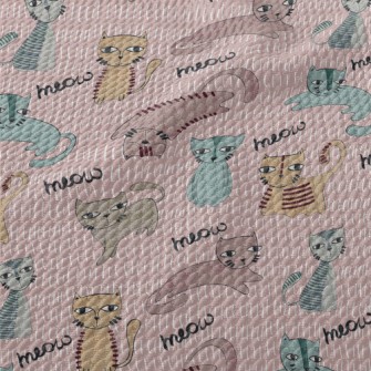 Hand Drawn Brush Cat Birdseye Piqué