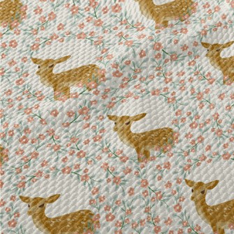 Hand Drawn Delicate Deer And F Birdseye Piqué