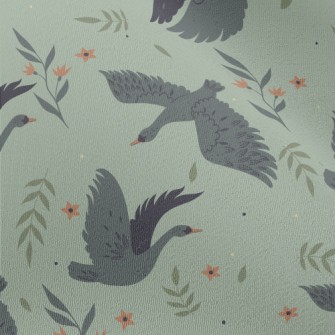 Gray And Black Elegant Swan Chiffon