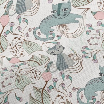 Hand Painted Textured Cat Flow Performance Linen