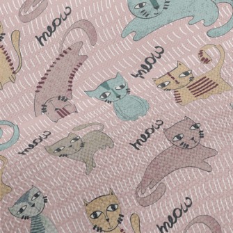 Hand Drawn Brush Cat Performance Linen