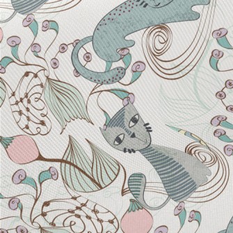 Hand Painted Textured Cat Flow Twill