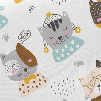 Modern Cute Cat Twill