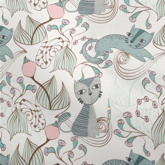 Hand Painted Textured Cat Flow Dobby