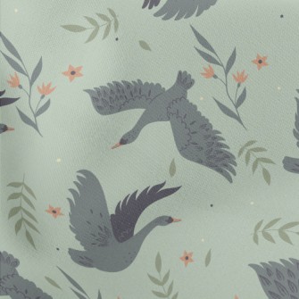 Gray And Black Elegant Swan Stretch Ponte