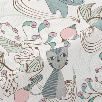 Hand Painted Textured Cat Flow Piqué