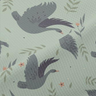 Gray And Black Elegant Swan Piqué