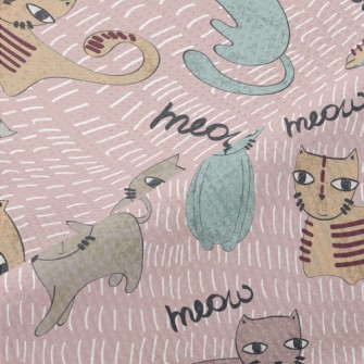 Hand Drawn Brush Cat Piqué