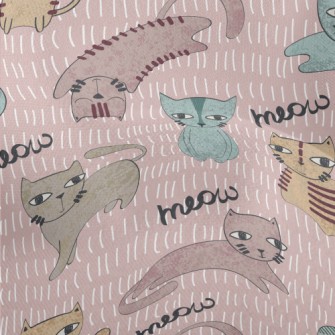 Hand Drawn Brush Cat Lightweight Performance Linen