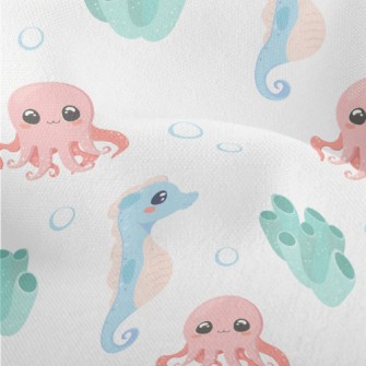 Cute Octopus, Seahorse And Cor Lightweight Performance Linen