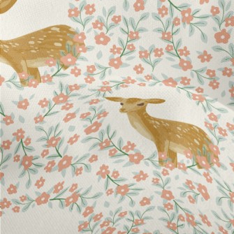 Hand Drawn Delicate Deer And F Lightweight Performance Linen