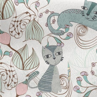 Hand Painted Textured Cat Flow Jersey Backed Fleece