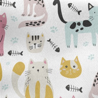 Colorful Cat Jersey Backed Fleece