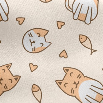 Cute And Well Behaved Cat Jersey Backed Fleece