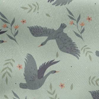 Gray And Black Elegant Swan Jersey Backed Fleece