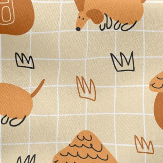 Long Cute Dachshund Jersey Backed Fleece