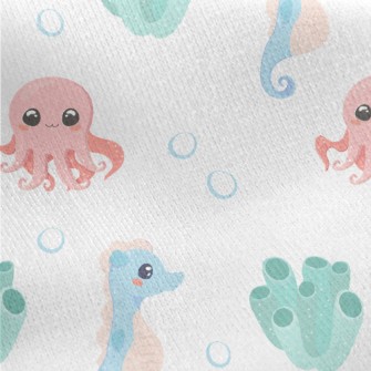 Cute Octopus, Seahorse And Cor Jersey Backed Fleece