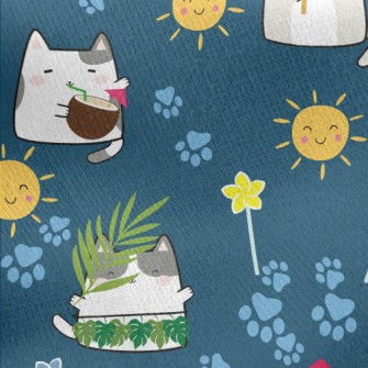 Summer Life Cat Jersey Backed Fleece