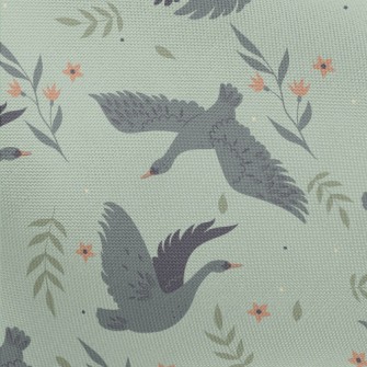 Gray And Black Elegant Swan Pongee
