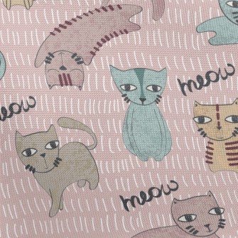 Hand Drawn Brush Cat Pongee