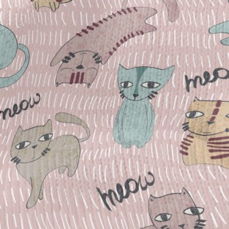 Hand Drawn Brush Cat Stretch Jersey