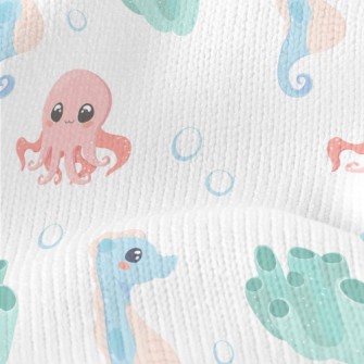 Cute Octopus, Seahorse And Cor Stretch Jersey