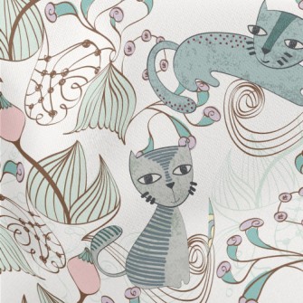 Hand Painted Textured Cat Flow Lightweight Cotton Poplin