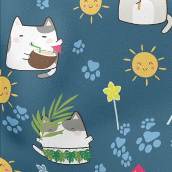 Summer Life Cat Lightweight Cotton Poplin