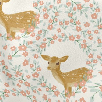 Hand Drawn Delicate Deer And F Lightweight Cotton Poplin