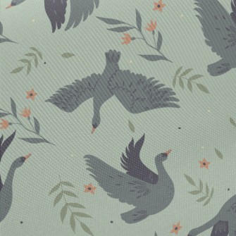 Gray And Black Elegant Swan Midweight Cotton Poplin