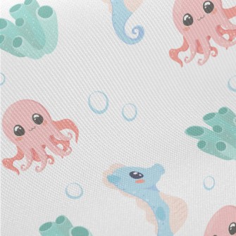 Cute Octopus, Seahorse And Cor Midweight Cotton Poplin