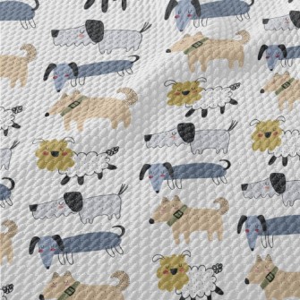 Various Hand-painted Cute Dogs Birdseye Piqué