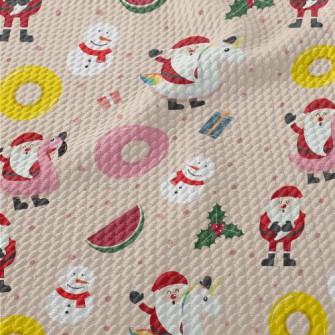 Children Santa Claus And Snowm Birdseye Piqué