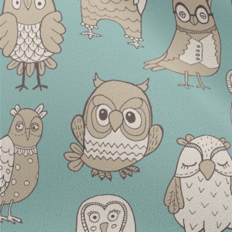 Various Cute Owls Chiffon