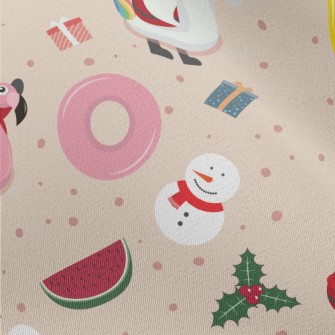Children Santa Claus And Snowm Chiffon