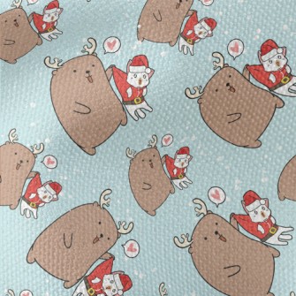 Christmas Cat And Elk Waterproof Canvas