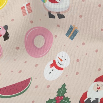 Children Santa Claus And Snowm Terry