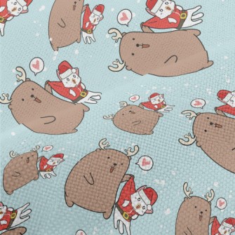 Christmas Cat And Elk Performance Linen