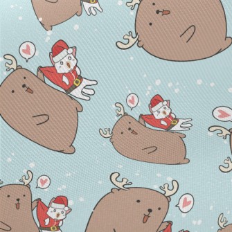 Christmas Cat And Elk Twill