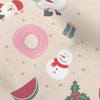 Children Santa Claus And Snowm Micro Fleece
