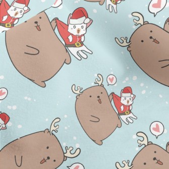 Christmas Cat And Elk Micro Fleece