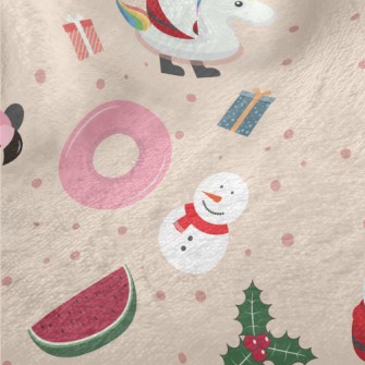 Children Santa Claus And Snowm Minky