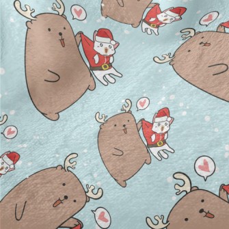 Christmas Cat And Elk Minky