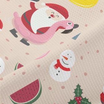 Children Santa Claus And Snowm Piqué