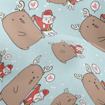 Christmas Cat And Elk Lightweight Performance Linen